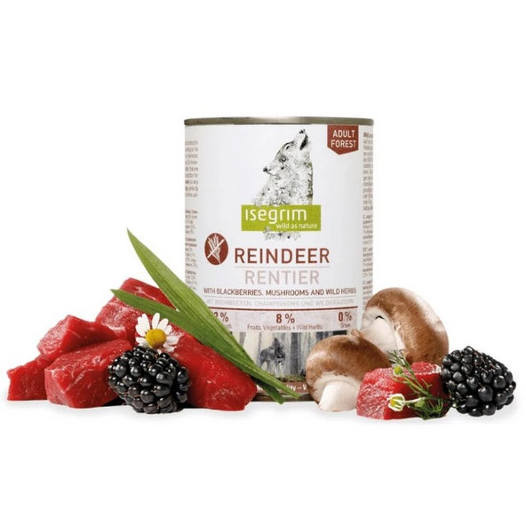 ISEGRIM dog Adult Mono Reindeer pure with Blackberries, Champignons&Herbs konzervy pre psy 6x800g