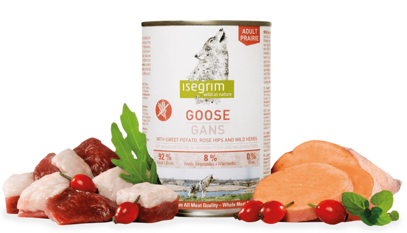 E-shop ISEGRIM dog Adult Goose with Sweet Potato, Rose Hip&Wild Herbs konzervy pre psy 6x800g