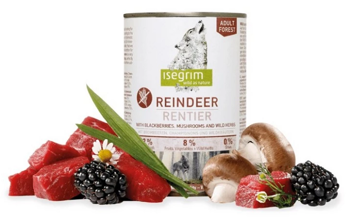 E-shop ISEGRIM dog Adult Mono Reindeer pure with Blackberries, Champignons&Herbs konzervy pre psy 6x400g
