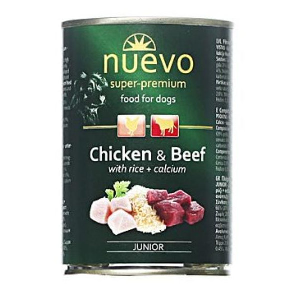 NUEVO dog Junior Chicken & Beef konzervy pre psy 6x400g