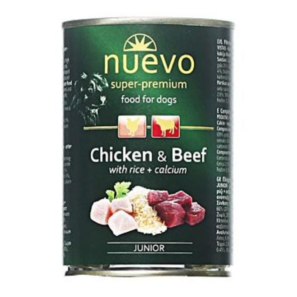 NUEVO dog Junior Chicken & Beef konzervy pre psy 6x800g