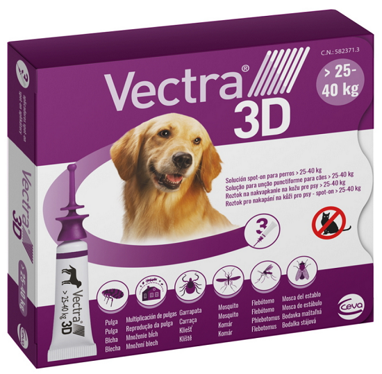 E-shop Vectra 3D dog L pipety proti kliešťom a blchám pre psy 25-40kg