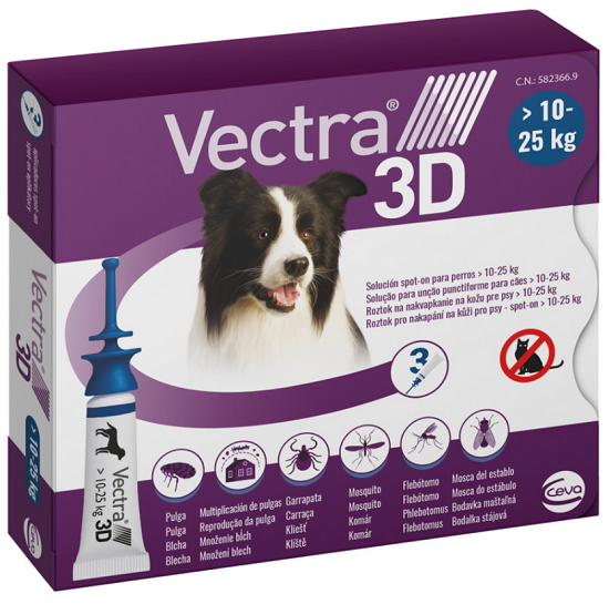 E-shop Vectra 3D dog M pipety proti kliešťom a blchám pre psy od 10-25kg 3ks