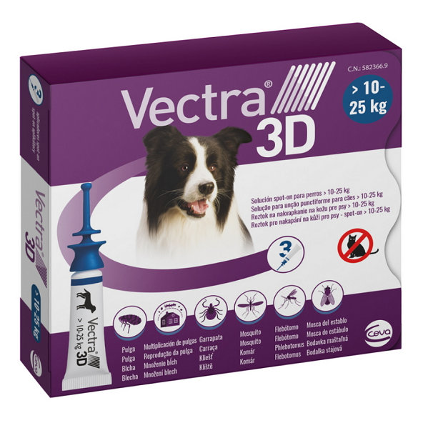Vectra 3D dog M pipety proti kliešťom a blchám pre psy od 10-25kg 3ks