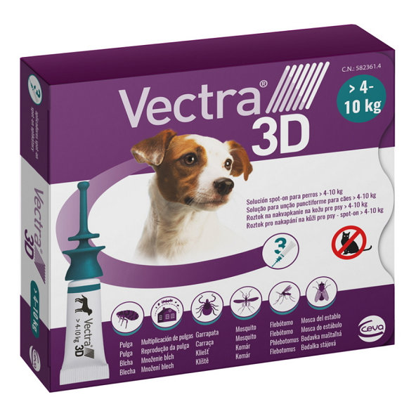 Vectra 3D dog S pipety proti kliešťom a blchám pre psy od 4-10kg