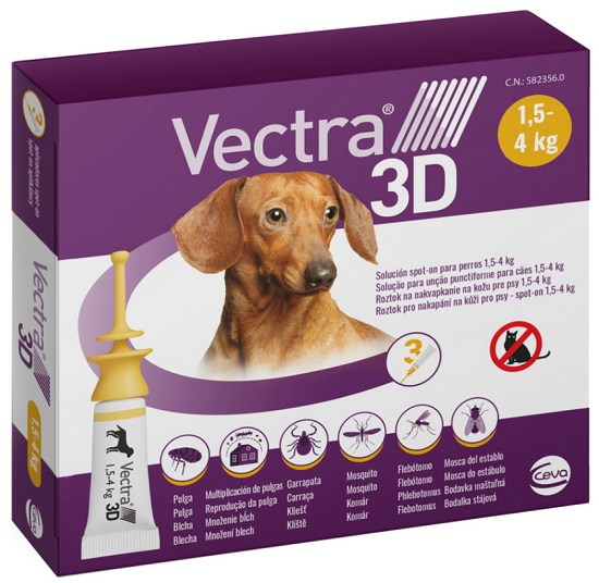 E-shop Vectra 3D dog XS pipety proti blchám a kliešťom pre psy od 1,5-4kg