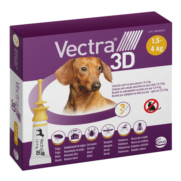 Vectra 3D dog XS pipety proti blchám a kliešťom pre psy od 1,5-4kg