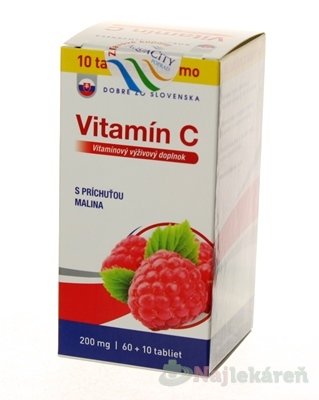 E-shop Dobré z SK Vitamín C 200 mg príchuť MALINA, 70 ks