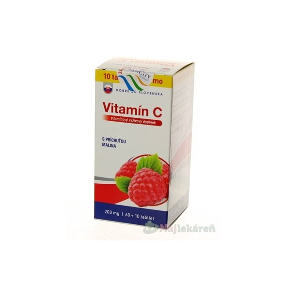 Dobré z SK Vitamín C 200 mg príchuť MALINA, 70 ks