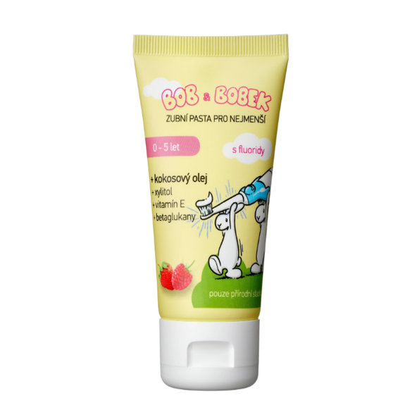 Bob a Bobek detská zubná pasta s malinovou a jahodovou príchuťou (0-6 rokov), 50 ml