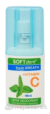 E-shop SOFTdent Fresh Breath + vitamín C Mint ústny dezodorant, mäta 20 ml