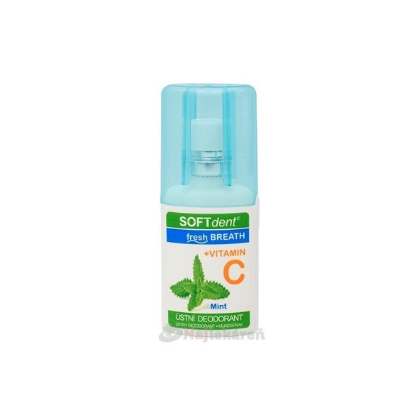 SOFTdent Fresh Breath + vitamín C Mint ústny dezodorant, mäta 20 ml