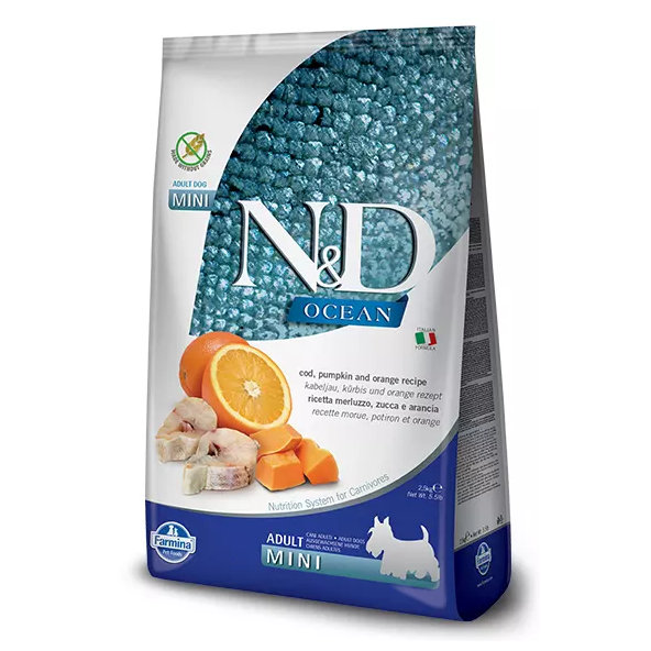 Farmina N&D dog OCEAN PUMPKIN (GF) adult mini, codfish & orange 800g