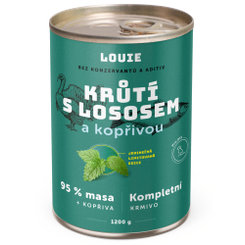 LOUIE Konzerva LOUIE morka s lososom a žihlavou 1200g pre psov