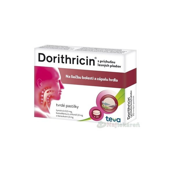 Dorithricin s príchuťou lesných plodov na bolesť hrdla  20 pastiliek