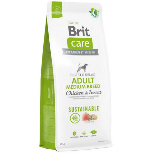 Brit Care dog Sustainable Adult Medium Breed granule pre psy 12kg + 2kg