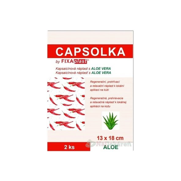CAPSOLKA hrejivá kapsaicínová náplasť s ALOE VERA 13 x 18 cm, 2 ks