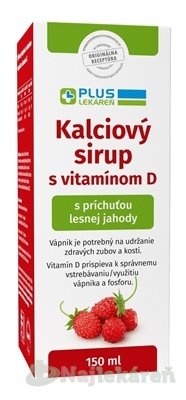 E-shop PLUS LEKÁREŇ Kalciový sirup s vitamínom D s príchuťou lesnej jahody 150 ml