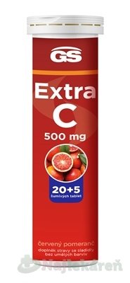 E-shop GS Extra vitamín C 500 mg tbl eff (inov.2023) príchuť červený pomaranč 20+5 ks