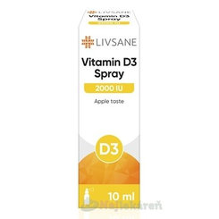 LIVSANE Vitamín D3, 2000 IU sprej s príchuťou jablka 10 ml