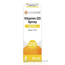 LIVSANE Vitamín D3, 2000 IU sprej s príchuťou jablka 10 ml