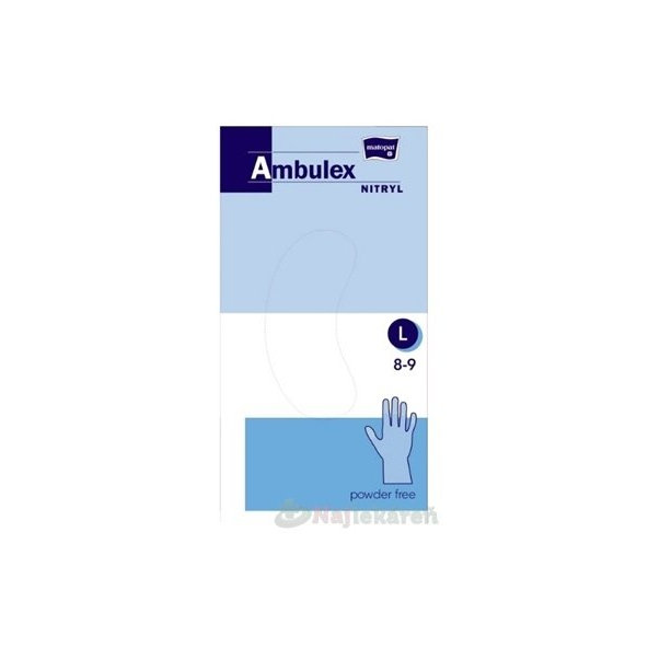 Ambulex rukavice NITRYLOVÉ veľ. L,modré, nesterilné, nepúdrované, 100ks
