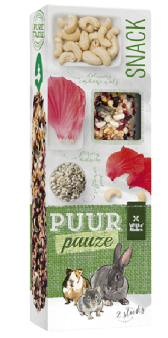 E-shop PUUR pauze Sticks hibiscus & cashews - lahodné tyčinky pre hlodavce ibištek a kešu oriešky 110g