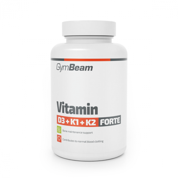 Vitamín D3+K1+K2 Forte - GymBeam, 120cps