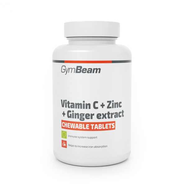 Vitamín C + Zinok + extrakt zo zázvoru tablety na cmúľanie - GymBeam, 90tbl