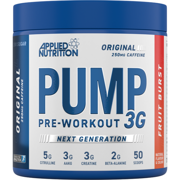 Predtréningový stimulant Pump 3G - Applied Nutrition, príchuť icy blue razz, 375g