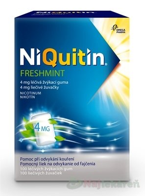 E-shop NiQuitin Freshmint 4mg žuvačky proti fajčeniu 100 ks