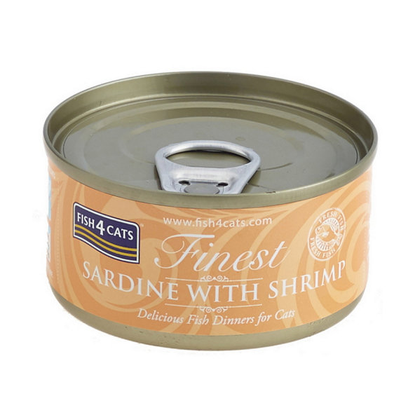 FISH4CATS Konzerva pre mačky Finest sardinka s krevetami 70g