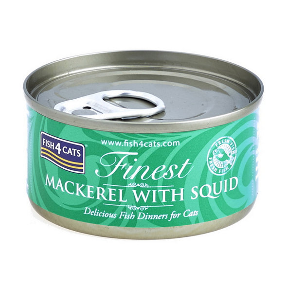 FISH4CATS Konzerva pre mačky Finest makrela s kalmárom 70g