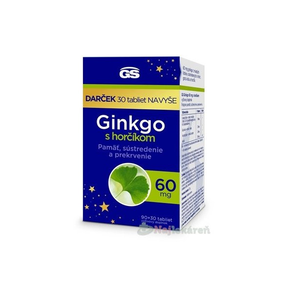 GS Ginkgo 60 mg s horčíkom 90+30 tabliet
