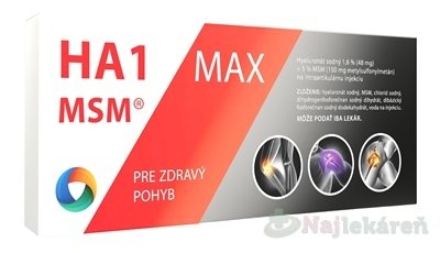E-shop HA1 MSM MAX náhrada synoviálnej tekutiny injekčný roztok kys. hyalurónovej 1,6% a MSM 5% 3 ml