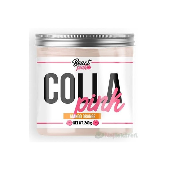 BeastPink COLLA Pink prášok na prípravu nápoja, príchuť mango a pomaranč 240 g