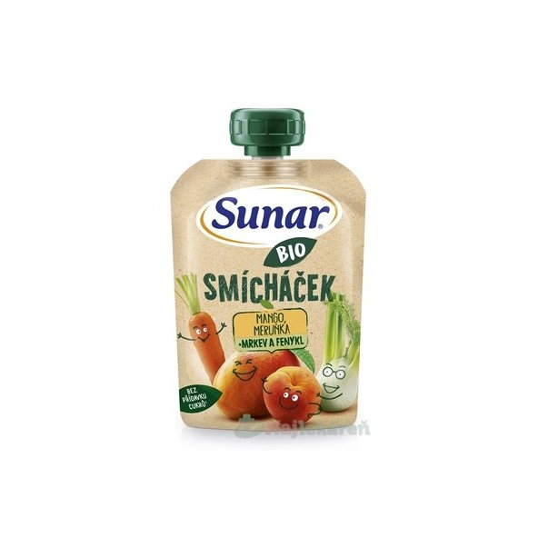 Sunar BIO SMÍCHAČEK Mango, marhuľa + mrkva a fenikel, kapsička (od ukonč. 12.mesiaca) 100 g