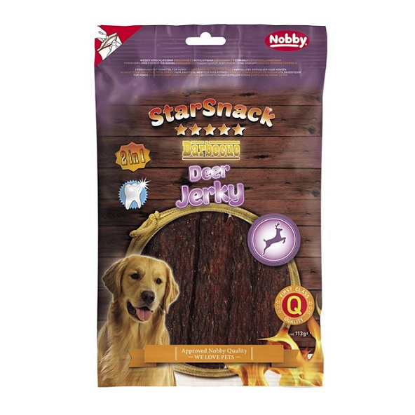 BBQ Deer Jerky snack pre psov 113g