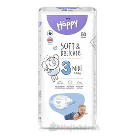 bella HAPPY Soft&Delicate 3 Midi detské plienky (5-9 kg) 50 ks