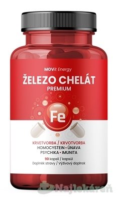 Movit Energy Železo Chelát PRÉMIA kapsuly na podporu krvotvorby 90 cps kúpite na Najlekaren.eu