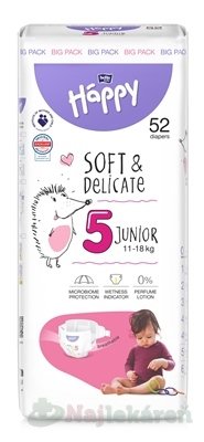 bella HAPPY Soft&Delicate 5 Junior detské plienky (11-18 kg) 52 ks