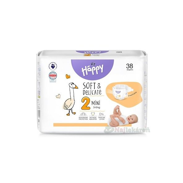 bella HAPPY Soft&Delicate 2 Mini detské plienky (3-6 kg) 38 ks