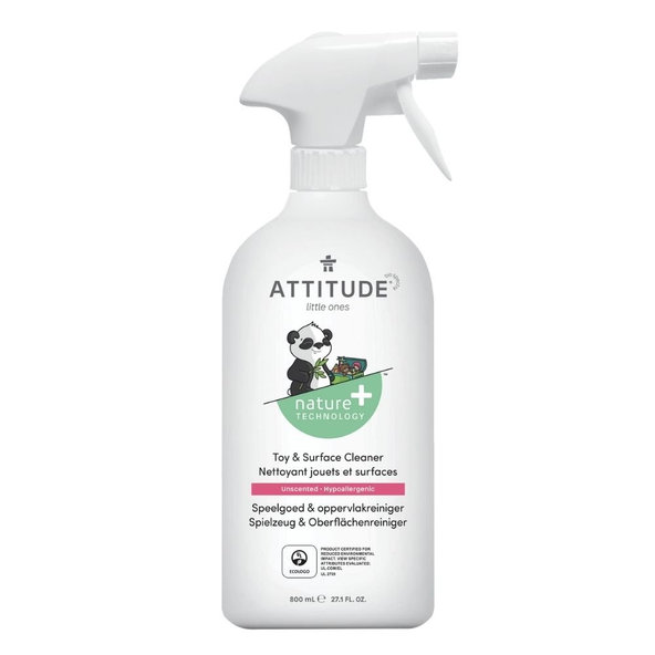 Čistiaci prostriedok na detské povrchy/hračky bez vône s rozprašovačom Attitude 800 ml