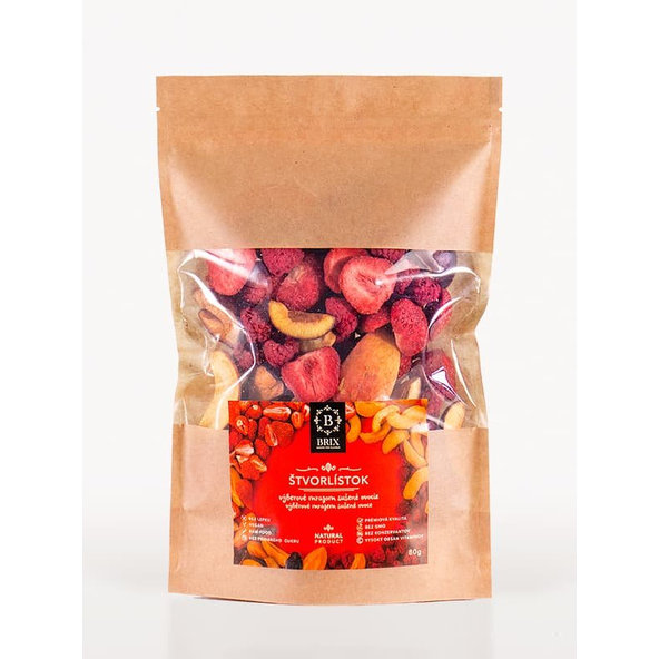 Mrazom sušené ovocie Štvorlístok -4 druhy ovocia - BRIX - 80g