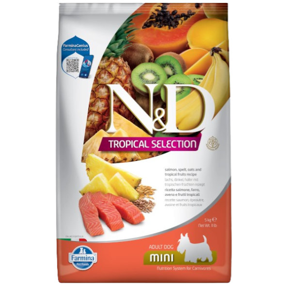 Farmina N&D dog TROPICAL SELECTION (AG) adult mini, salmon granule pre psy 1,5kg