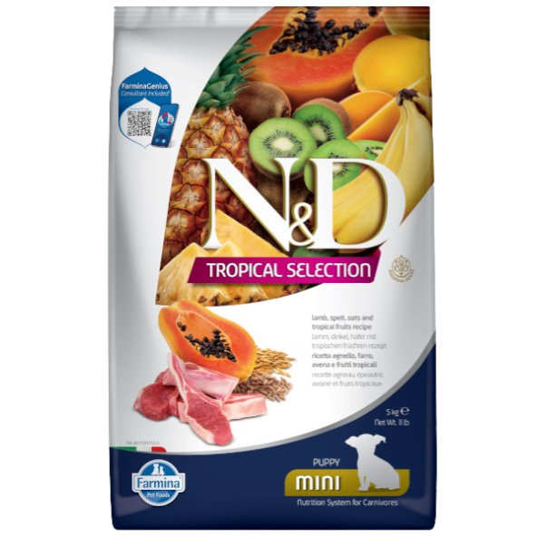 Farmina N&D dog TROPICAL SELECTION (AG) puppy mini, lamb granule pre šteniatka 1,5kg