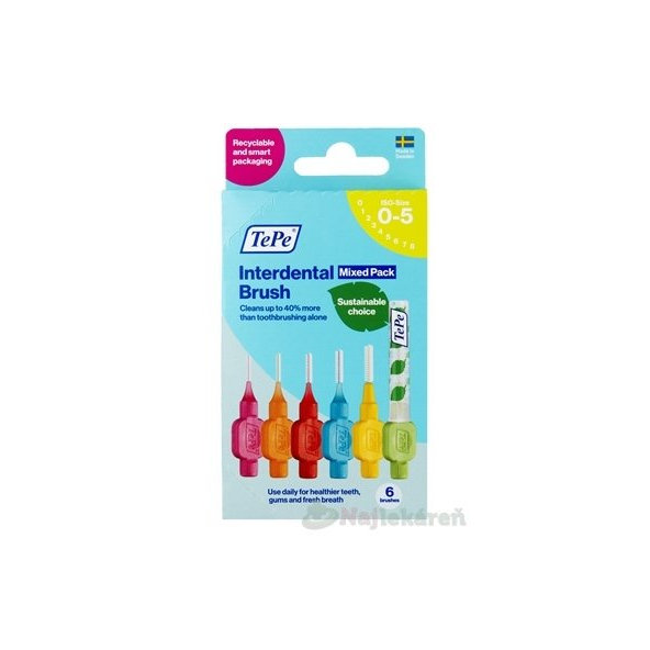 TePe medzizubné kefky Mixed size 0-5, štartovacia sada,6 ks