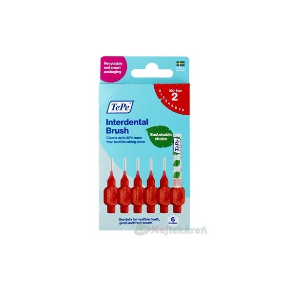 TePe medzizubné kefky 0,5 mm size 2 (červené) 6 ks
