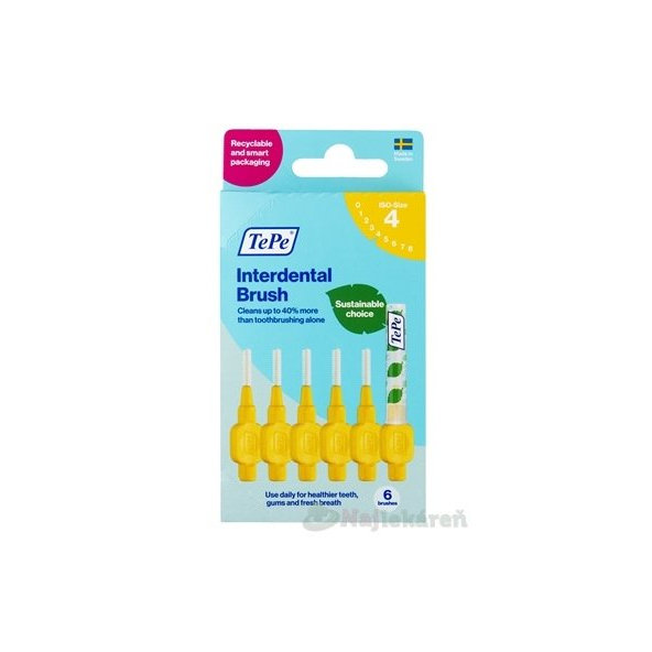 TePe medzizubné kefky 0,7 mm size 4 (žlté) 6 ks
