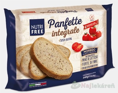 E-shop NutriFree Panfette integrale, bezlepkový, domáci celozrnný krájaný chlieb, 340g